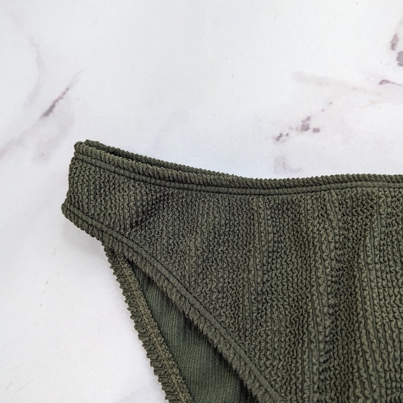 Good American Swim Bottom Women 5 6 2X 3X Stormy Green Crinkle Fit Cheeky Bikini - Picture 2 of 11